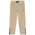Boys Beige Logo Joggers, 1, hi-res