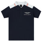 Boys Navy Blue Logo Polo Shirt, 1, hi-res
