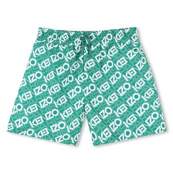 Boys Green Logo Swim Shorts