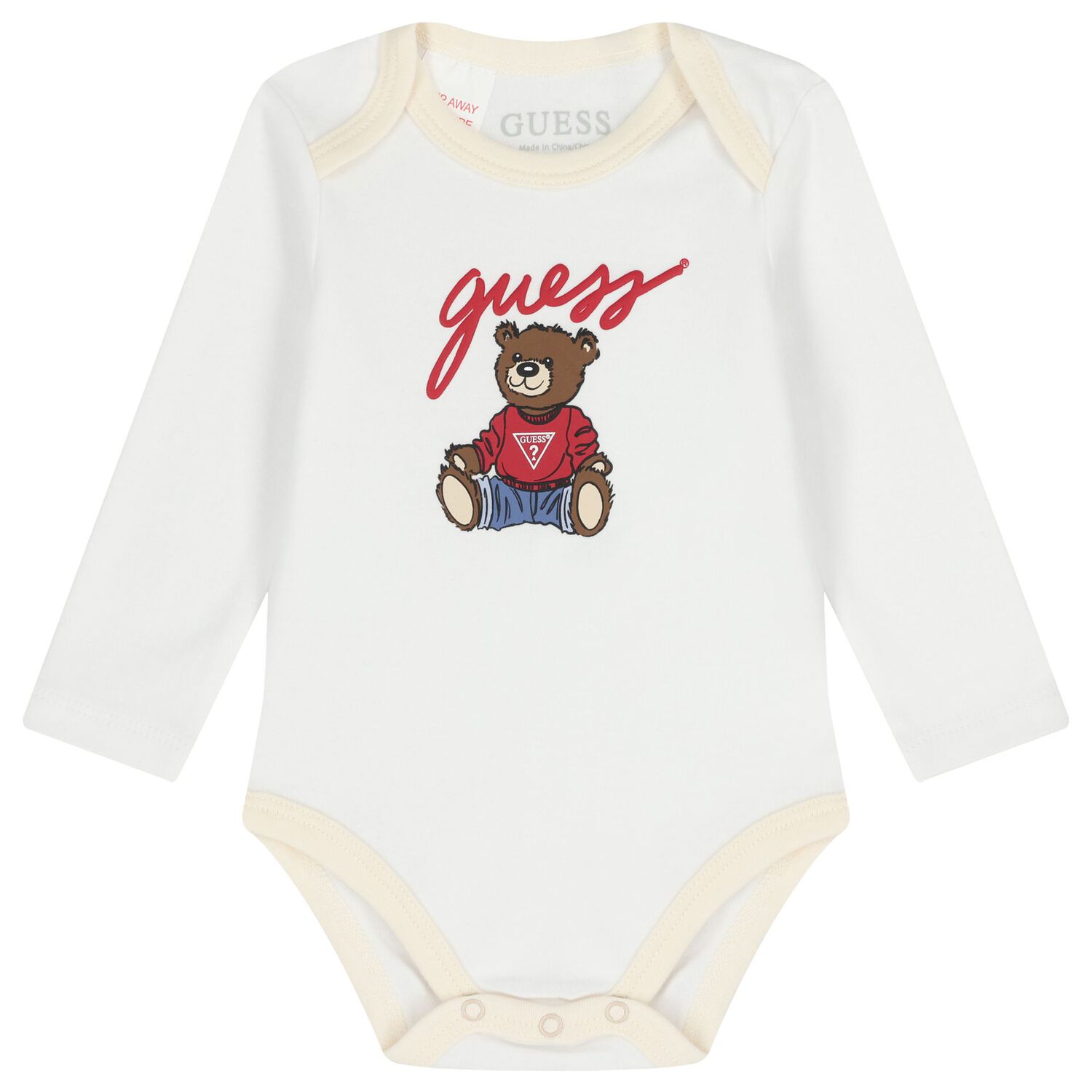 Ivory & White Teddy Bear Logo Baby Bodysuit Set, 3, hi-res