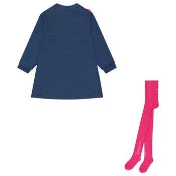 Girls Blue & Pink Heart Dress Set