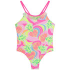 Girls Pink Pineapple Swimsuit, 1, hi-res