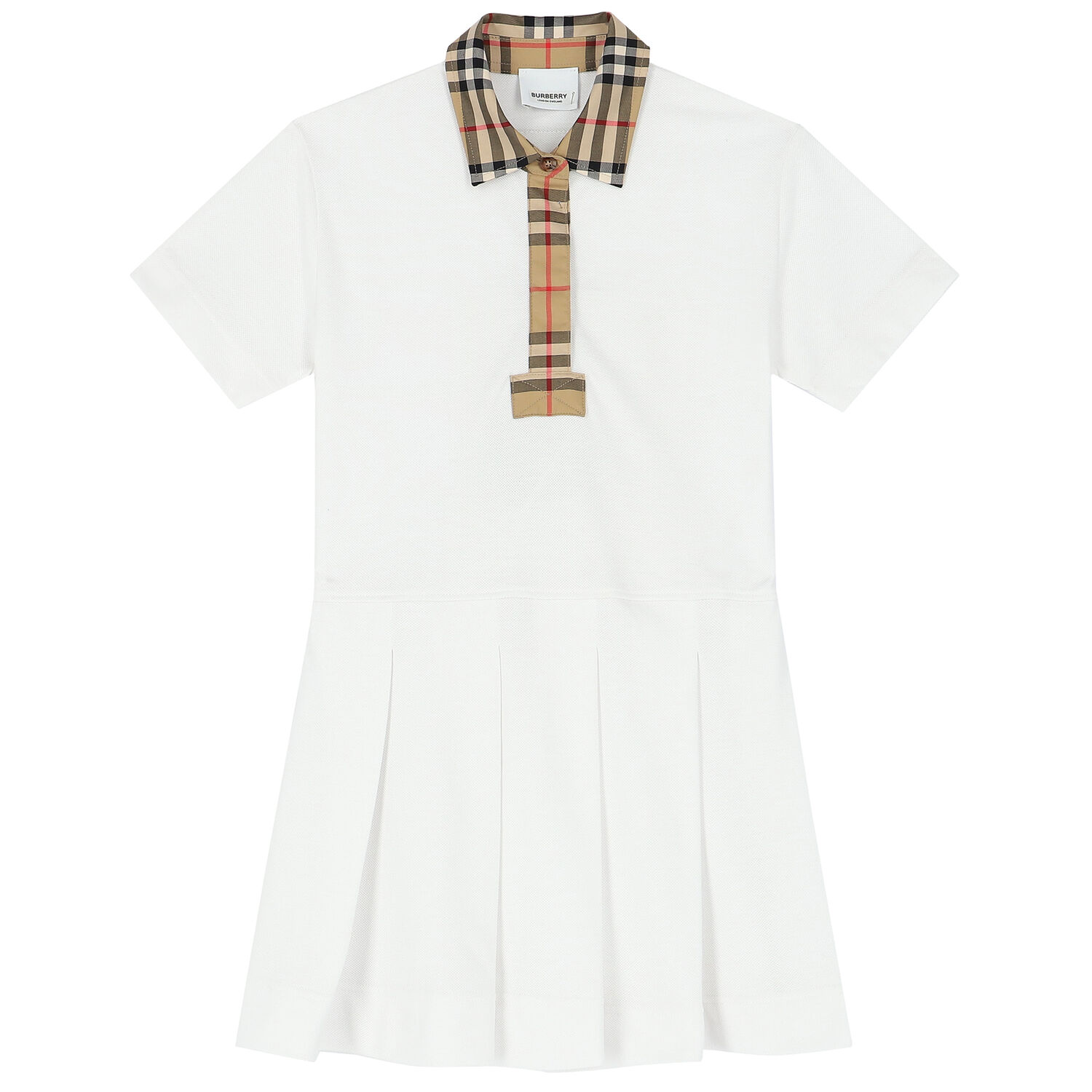 Girls White Checkered Polo Dress, 1, hi-res image number null