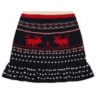 Girls Navy Blue Festive Knitted Skirt, 1, hi-res