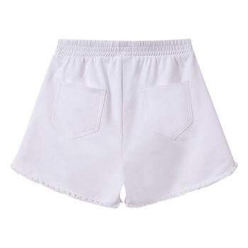 Girls White Fringe Shorts
