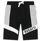 Younger Boys Black Logo Shorts, 1, hi-res