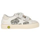 Girls Silver & Ivory Embellished Velcro Trainers, 1, hi-res