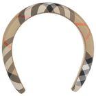 Girls Beige Check Headband, 1, hi-res
