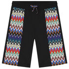 Boys Black Zigzag Shorts, 1, hi-res