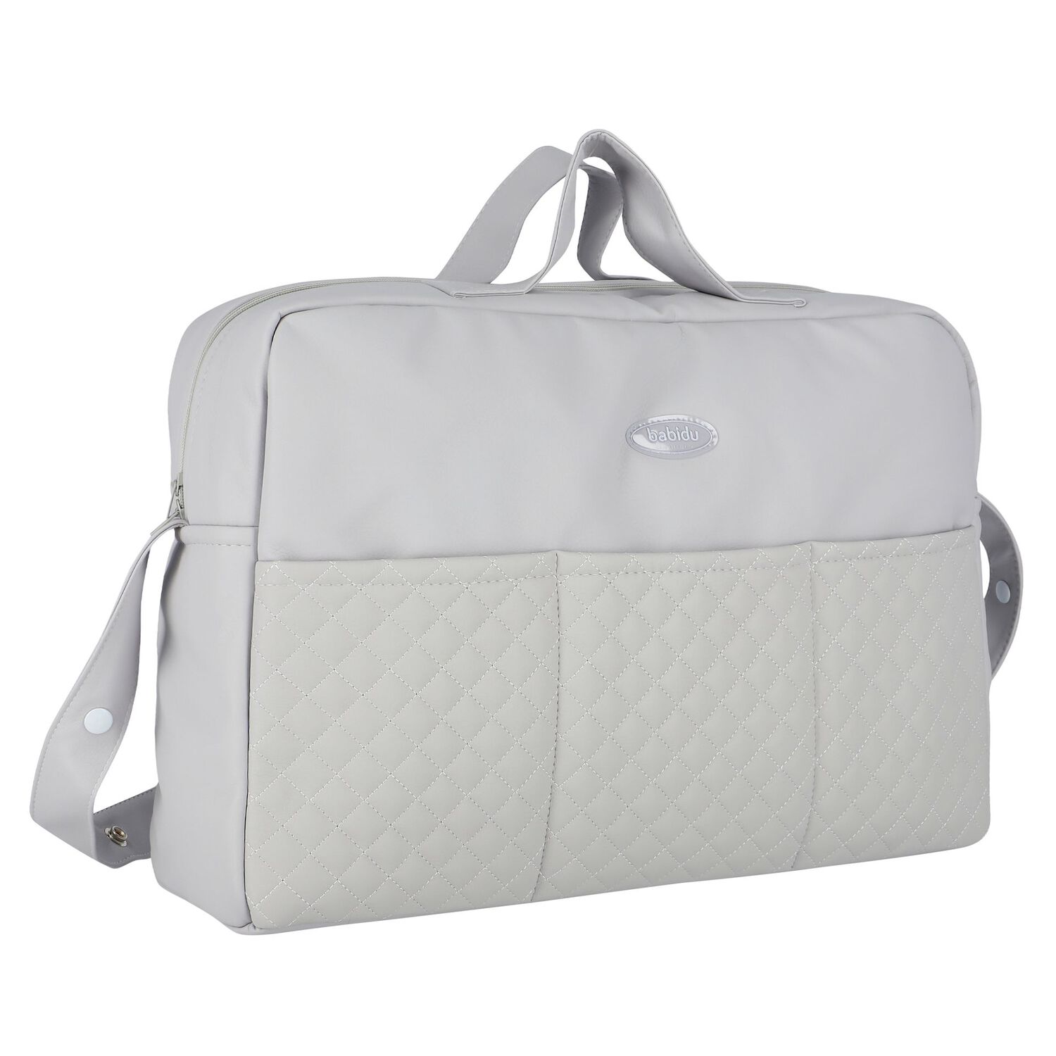Grey Quilted Baby Changing Bag, 3, hi-res image number null