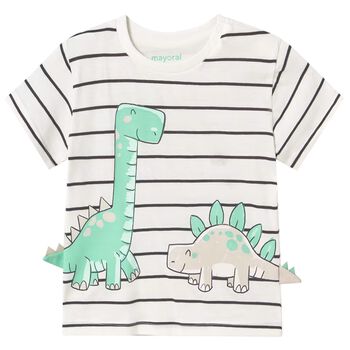 Younger Boys Ivory Dinosaur T-Shirt