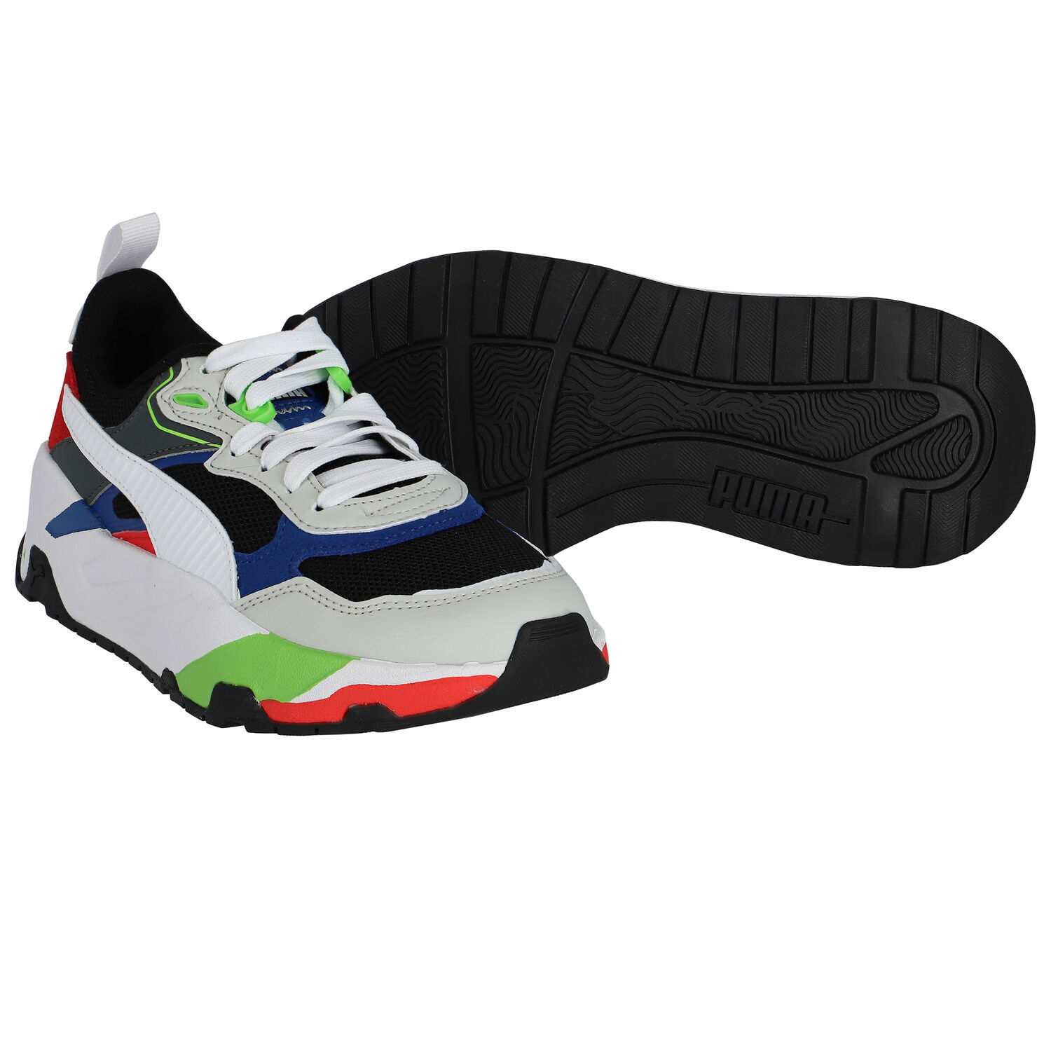 White & Black Trinity Jr Trainers, 1, hi-res