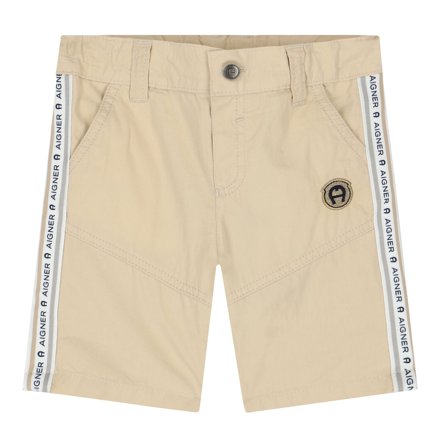 Younger Boys Beige Logo Shorts, 3, hi-res