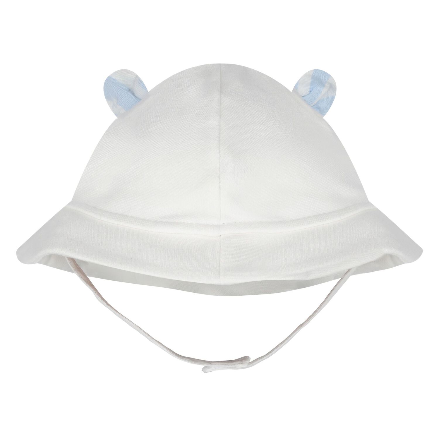 Baby Boys White & Blue Dungaree & Hat Set, 3, hi-res