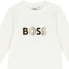 Baby Boys Ivory Logo Long Sleeve Top, 1, hi-res