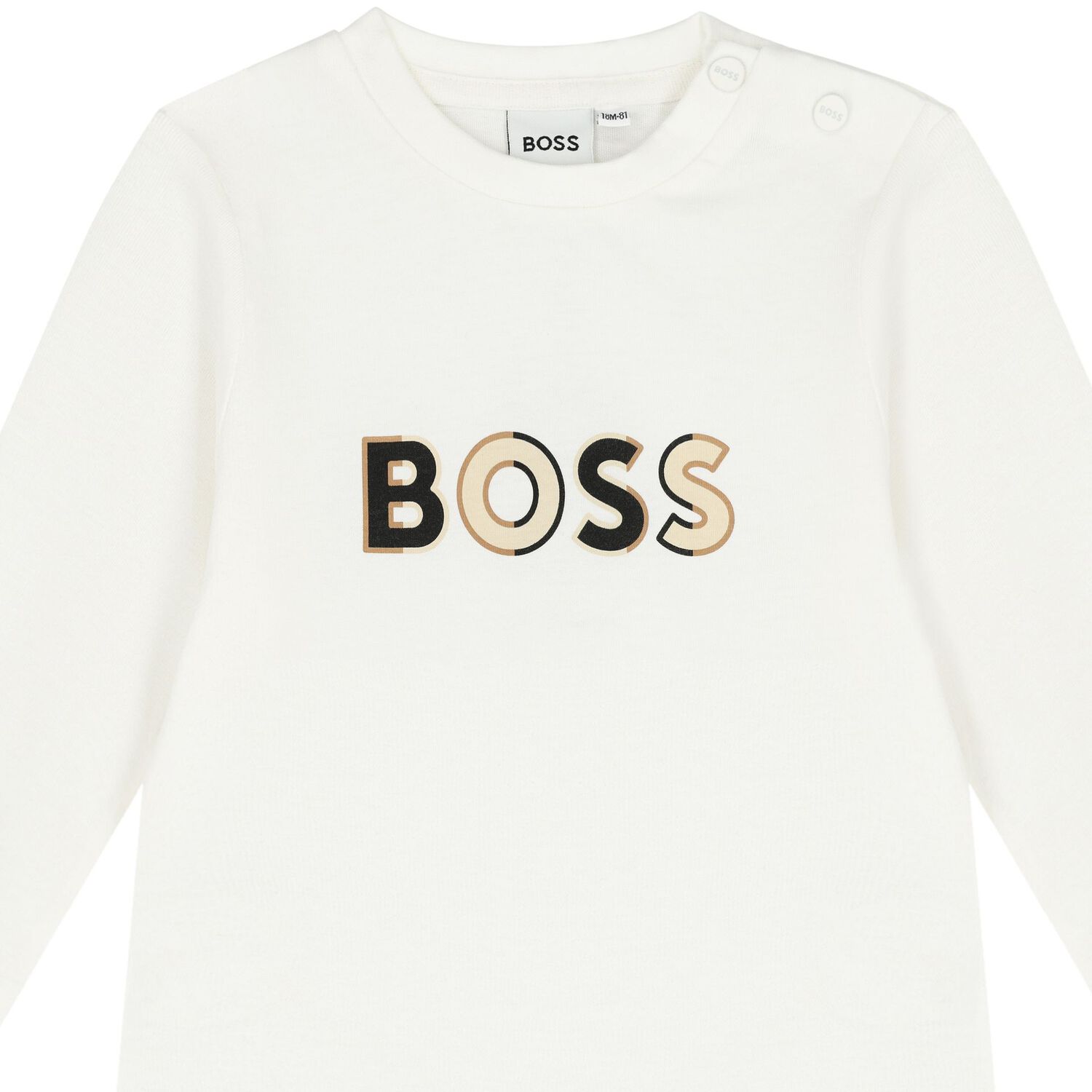 Baby Boys Ivory Logo Long Sleeve Top, 1, hi-res