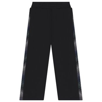 Boys Mini Me Black Zig Zag Logo Joggers