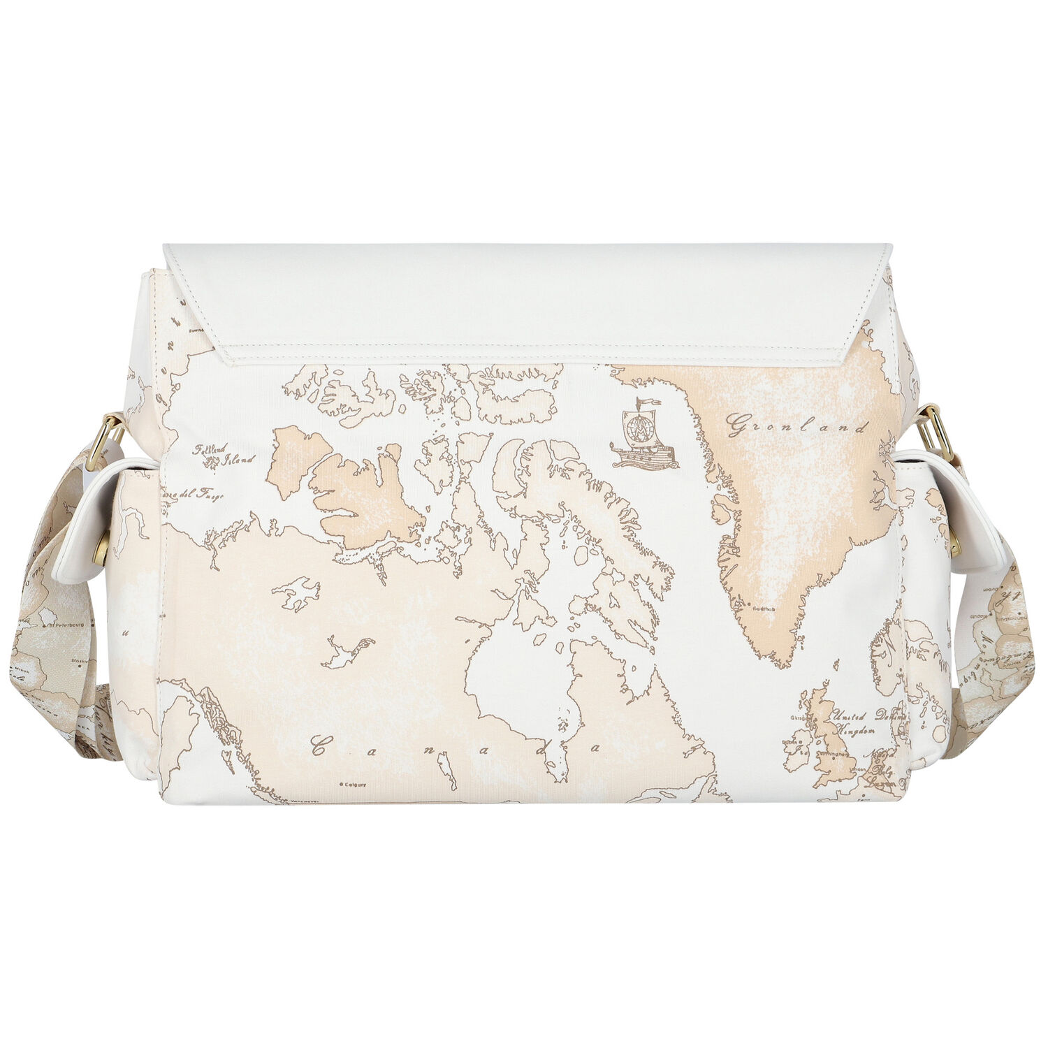 White & Beige Geo Map Baby Changing Bag, 1, hi-res