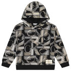 Boys Black Logo Hooded Top, 1, hi-res