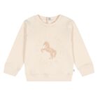 Younger Girls Beige Horse Logo Sweatshirt, 1, hi-res