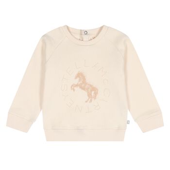 Younger Girls Beige Horse Logo Sweatshirt