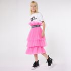 Girls Pink Logo Pleated Tutu Skirt, 2, hi-res