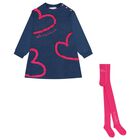 Girls Blue & Pink Heart Dress Set, 1, hi-res