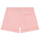 Girls Pink Teddy Logo Shorts, 2, hi-res