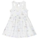 Girls White & Blue Cotton Dress, 1, hi-res
