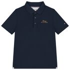 Boys Navy Blue Logo Polo Shirt , 1, hi-res