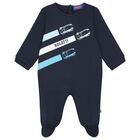 Baby Boys Navy Blue Logo Babygrow, 2, hi-res