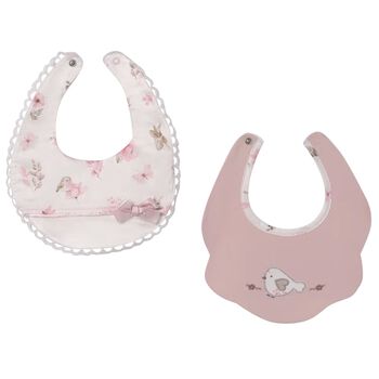 Baby Girls Ivory & Gold Bibs ( 2-Pack )