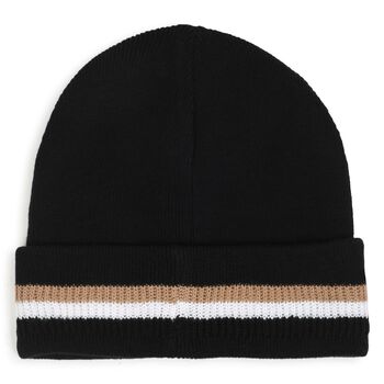 Boys Black Logo Beanie Hat