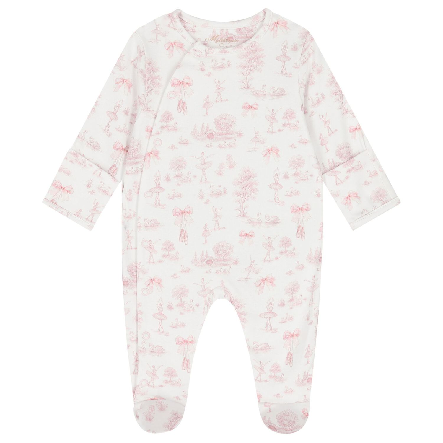 Baby Girls White & Pink Swan Babygrow Gift Set , 1, hi-res
