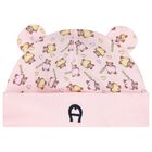 Baby Girls Pink Teddy Bear Hat, 1, hi-res