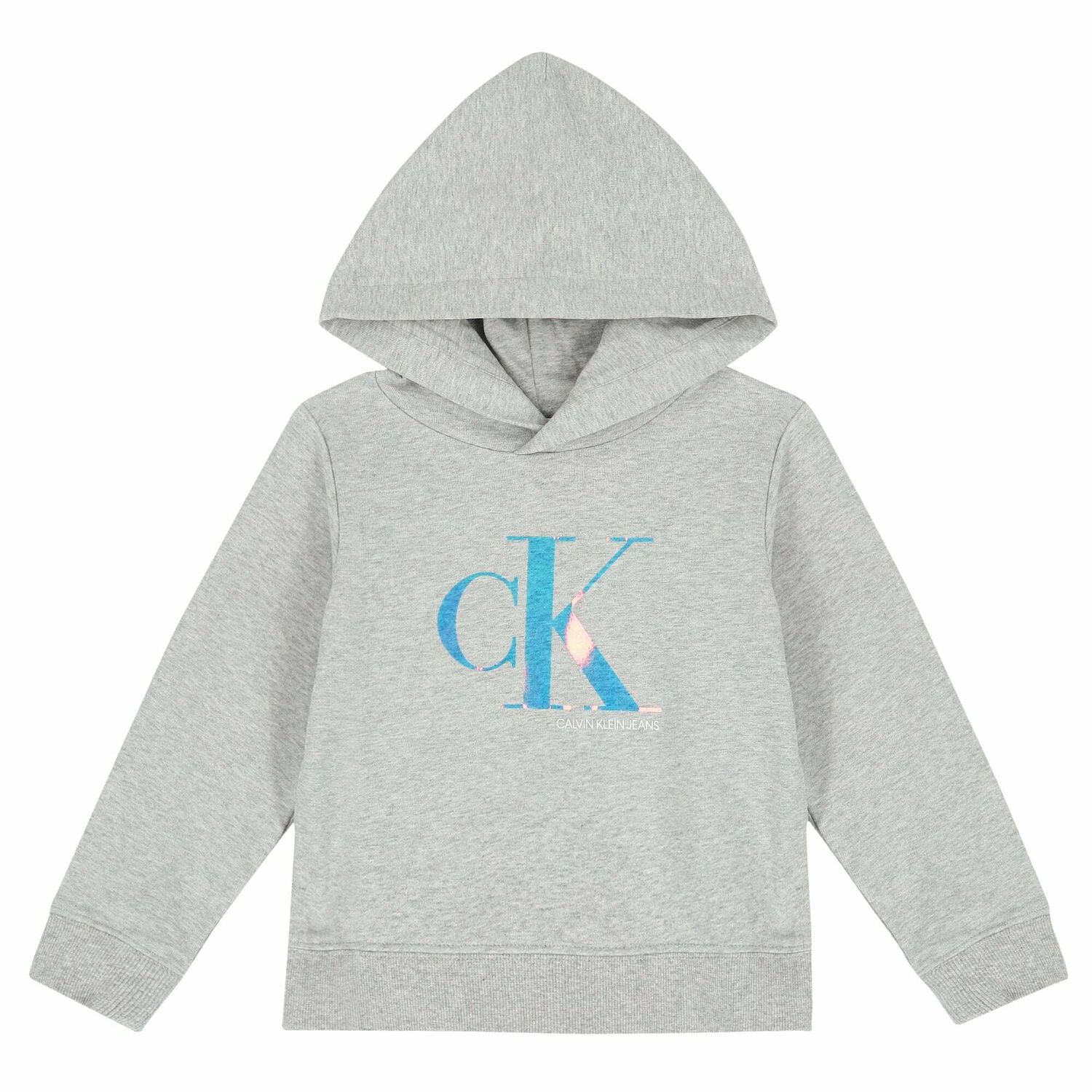Girls Grey Logo Hooded Top, 1, hi-res