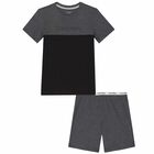 Boys Grey & Black Logo Pyjamas, 1, hi-res