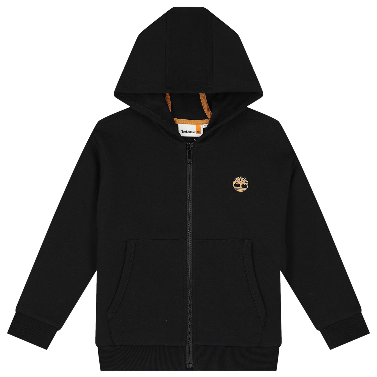 Boys Black Logo Hooded Zip Up Top, 1, hi-res image number null