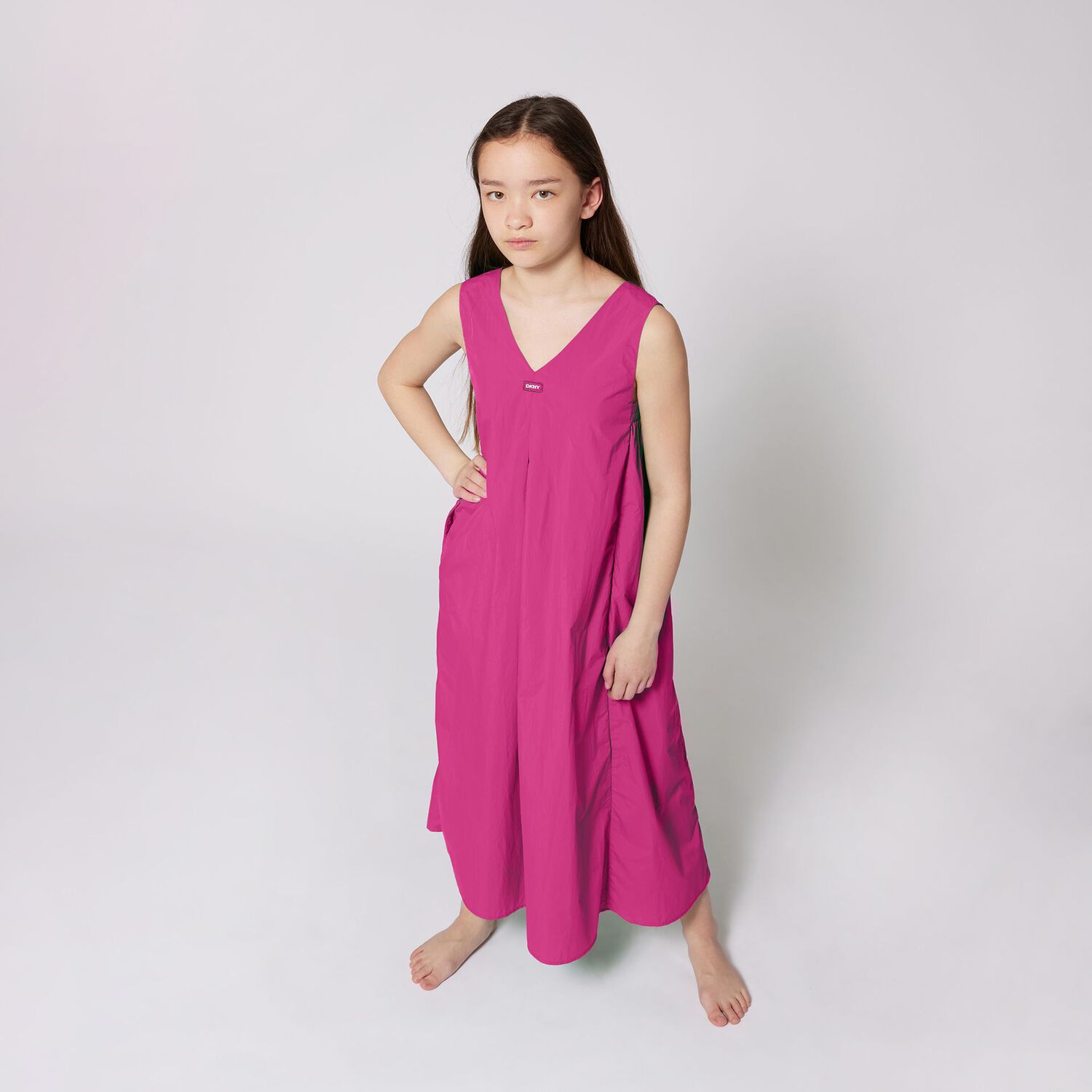 Girls Pink Sleeveless Dress, 2, hi-res