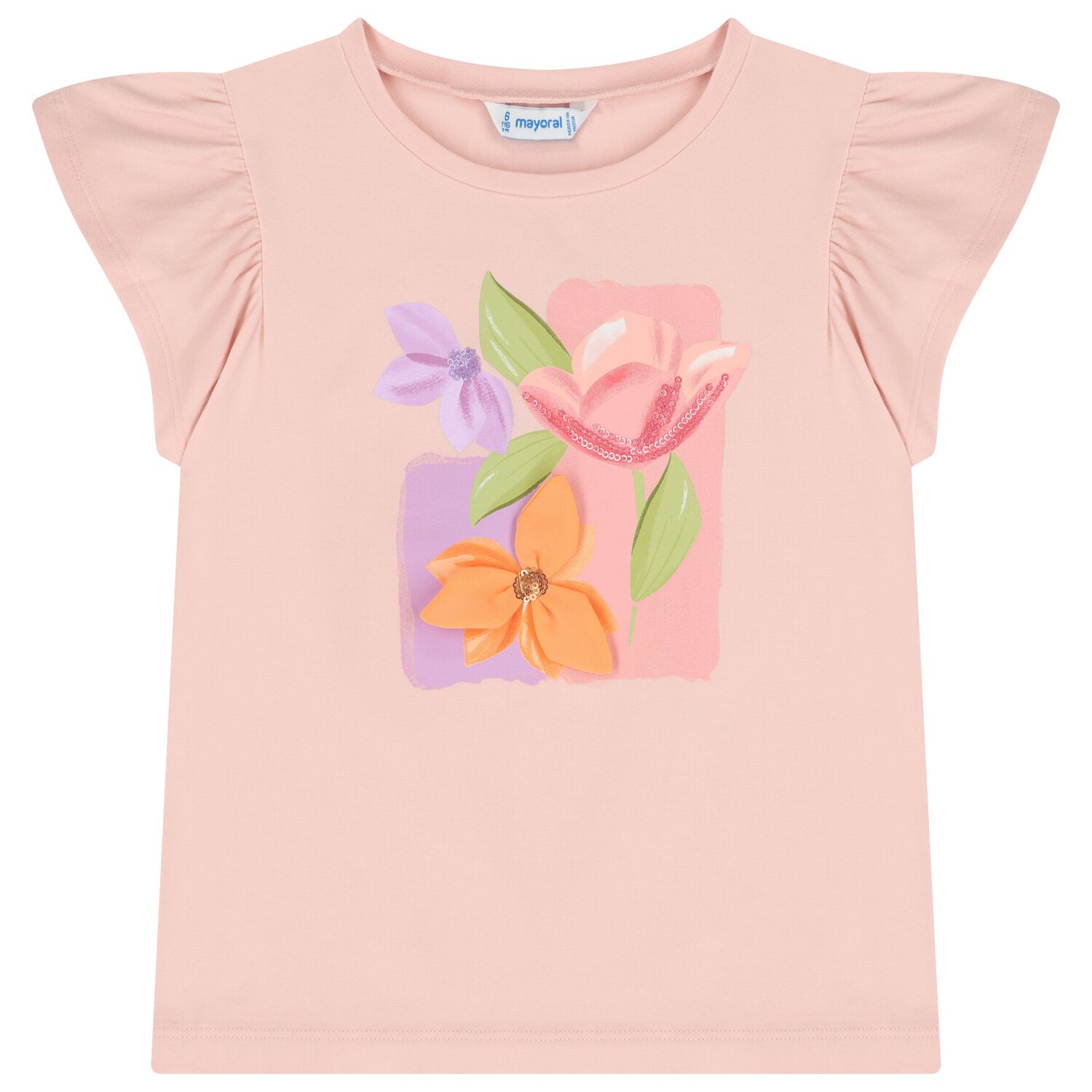 Girls Pink Flower T-Shirt, 1, hi-res
