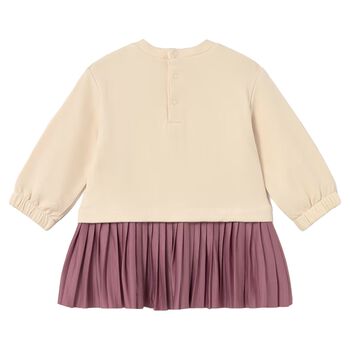 Younger Girls Beige & Pink Floral Dress