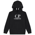 Boys Black Logo Hooded Top, 1, hi-res