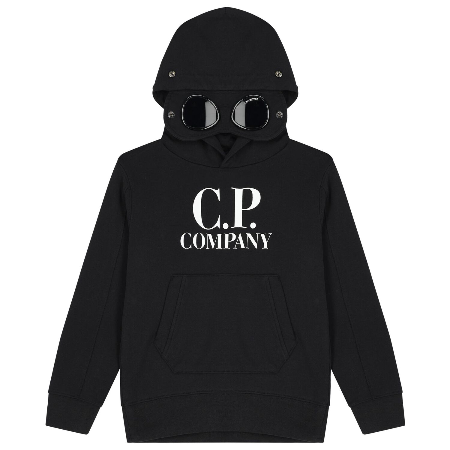 Boys Black Logo Hooded Top, 1, hi-res
