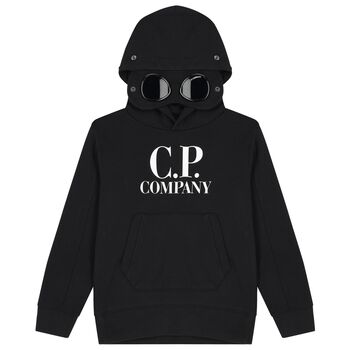Boys Black Logo Hooded Top