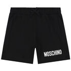 Boys Black Logo Shorts, 1, hi-res