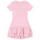 Girls Pink Logo Dress, 1, hi-res