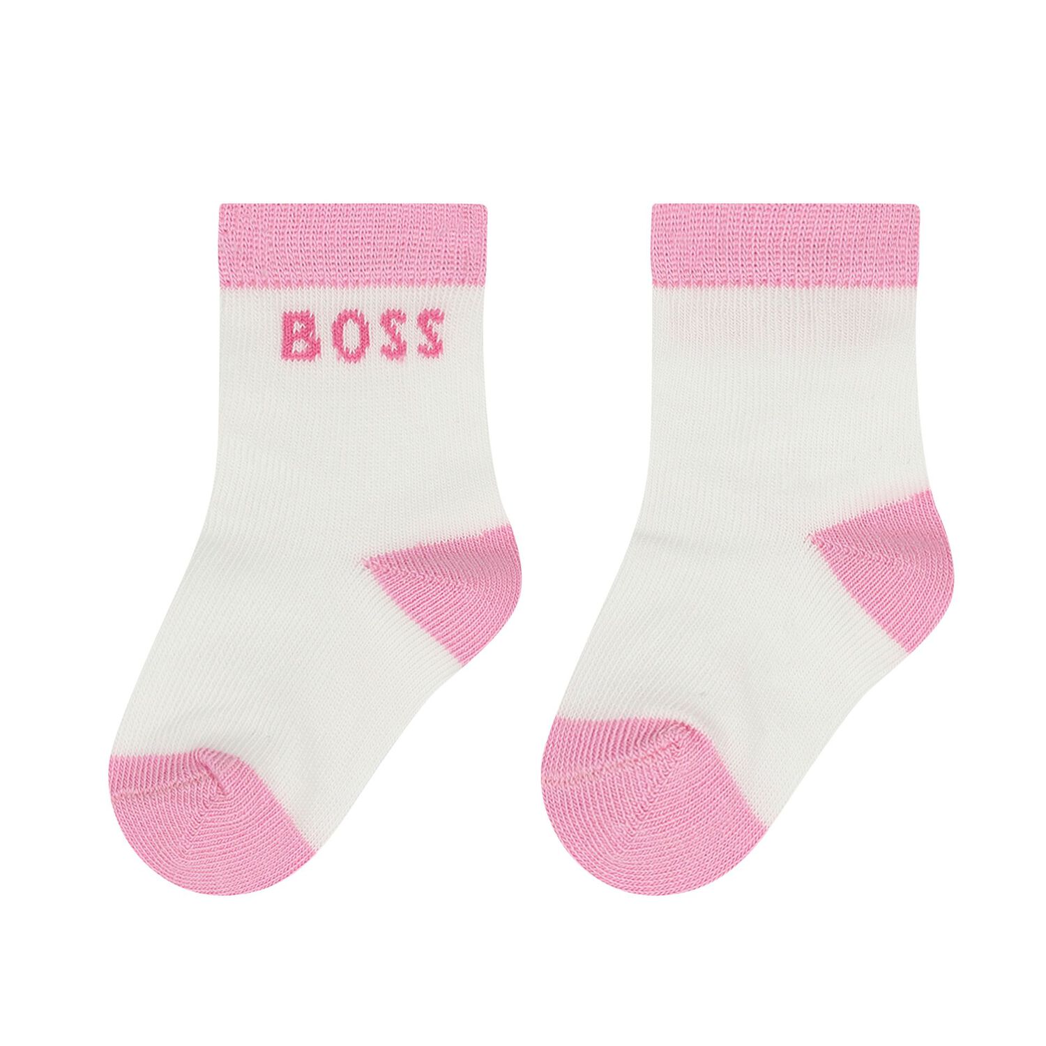 Baby Girls White & Pink Logo Socks ( 3-Pack ) , 1, hi-res