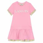 Girls Pink Logo Dress, 1, hi-res