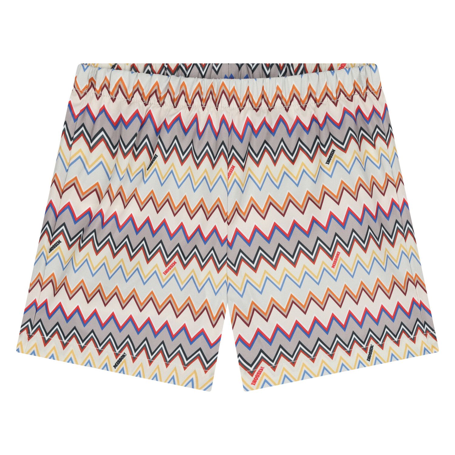 Younger Boys Beige Zigzag Swim Shorts, 1, hi-res