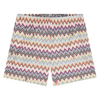 Younger Boys Beige Zigzag Swim Shorts